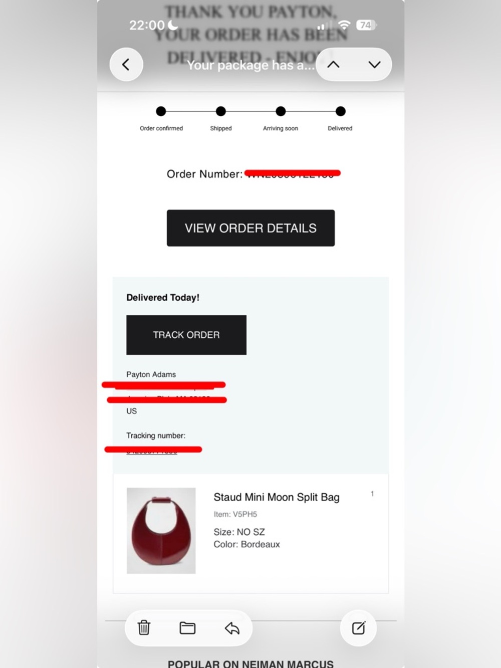 STAUD Moon Mini Split Leather Crossbody Bag Bordeaux - Picture 3 of 17